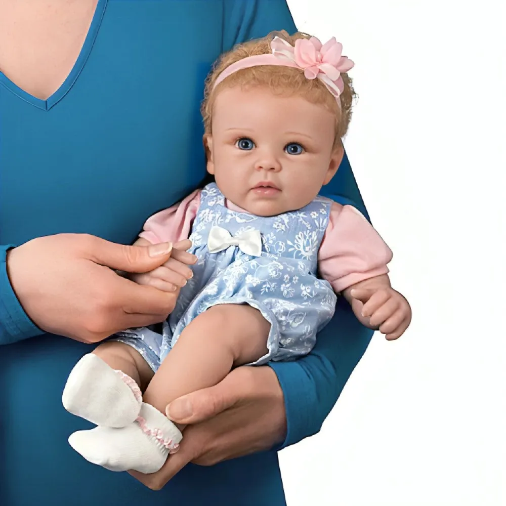 The Ashton - Drake Galleries Little Livie Lifelike Silicone Baby Girl Doll TrueTouch® Authentic Silicone Weighted for Realism Hand-painted & Hand-rooted Hair Baby Doll by Linda Murray 19-inches