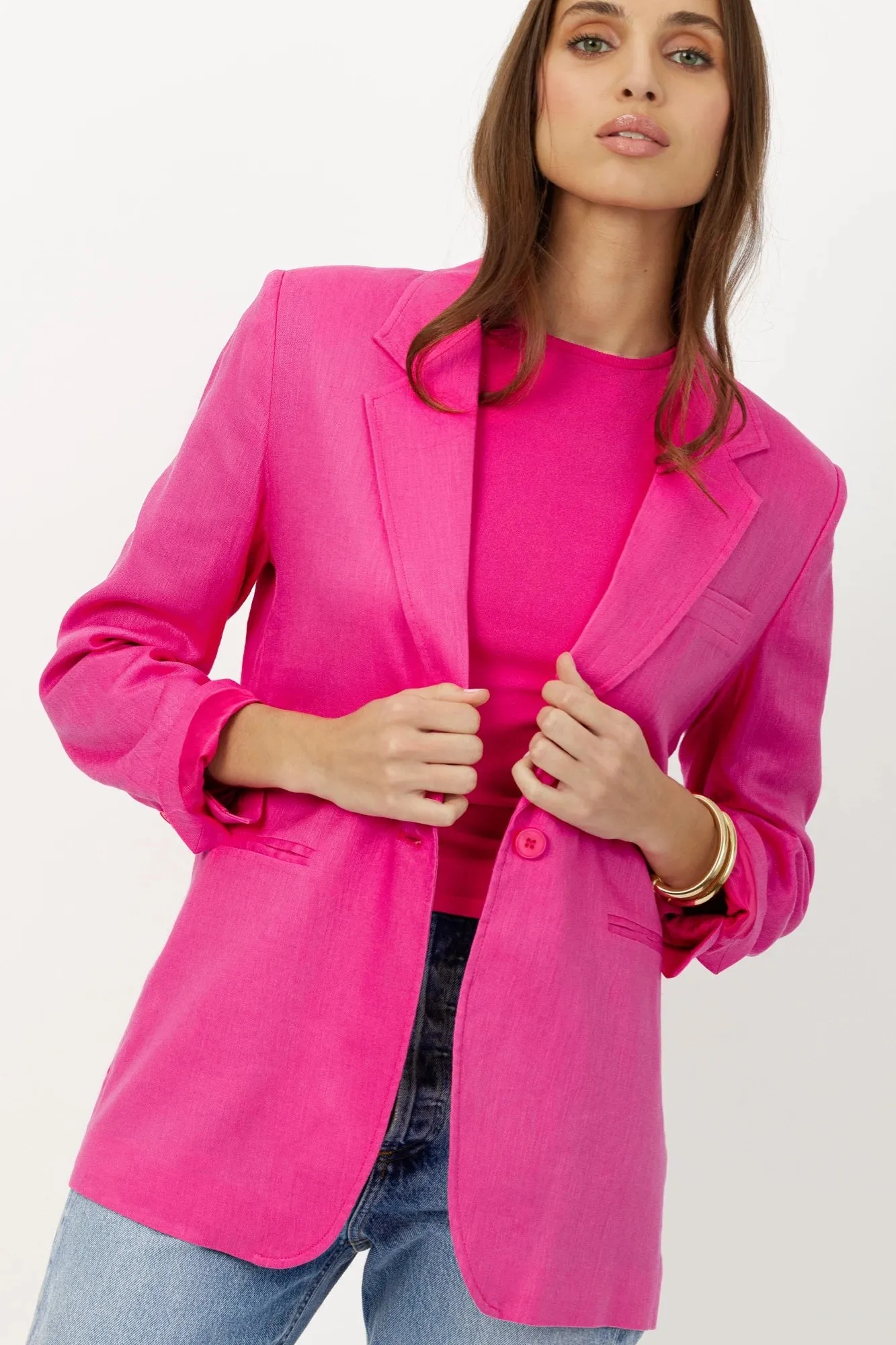 The Riley - Fuchsia Summer Linen Stretch Blazer