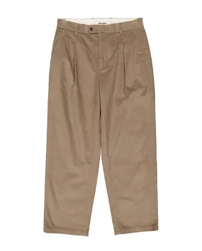 Wide Pleats Cord Pants BEIGE