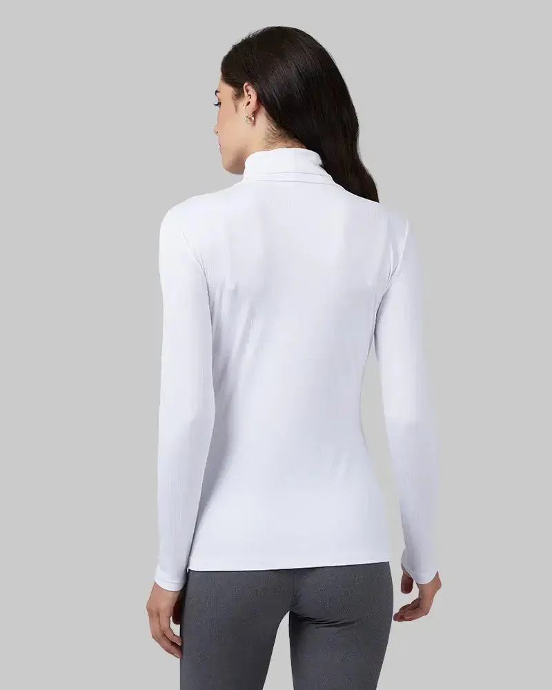 Women's Midweight Rib Base Layer Turtleneck - White