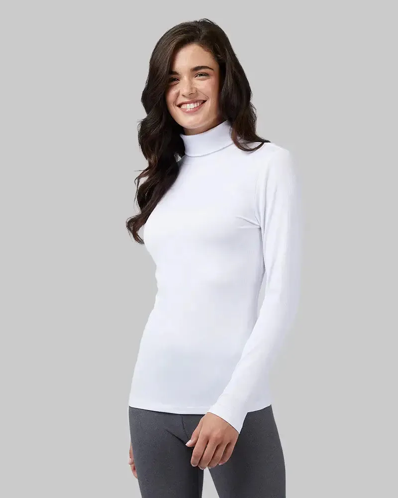 Women's Midweight Rib Base Layer Turtleneck - White