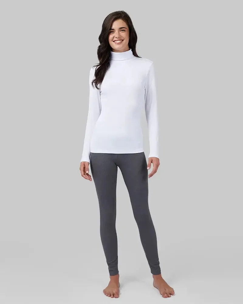 Women's Midweight Rib Base Layer Turtleneck - White