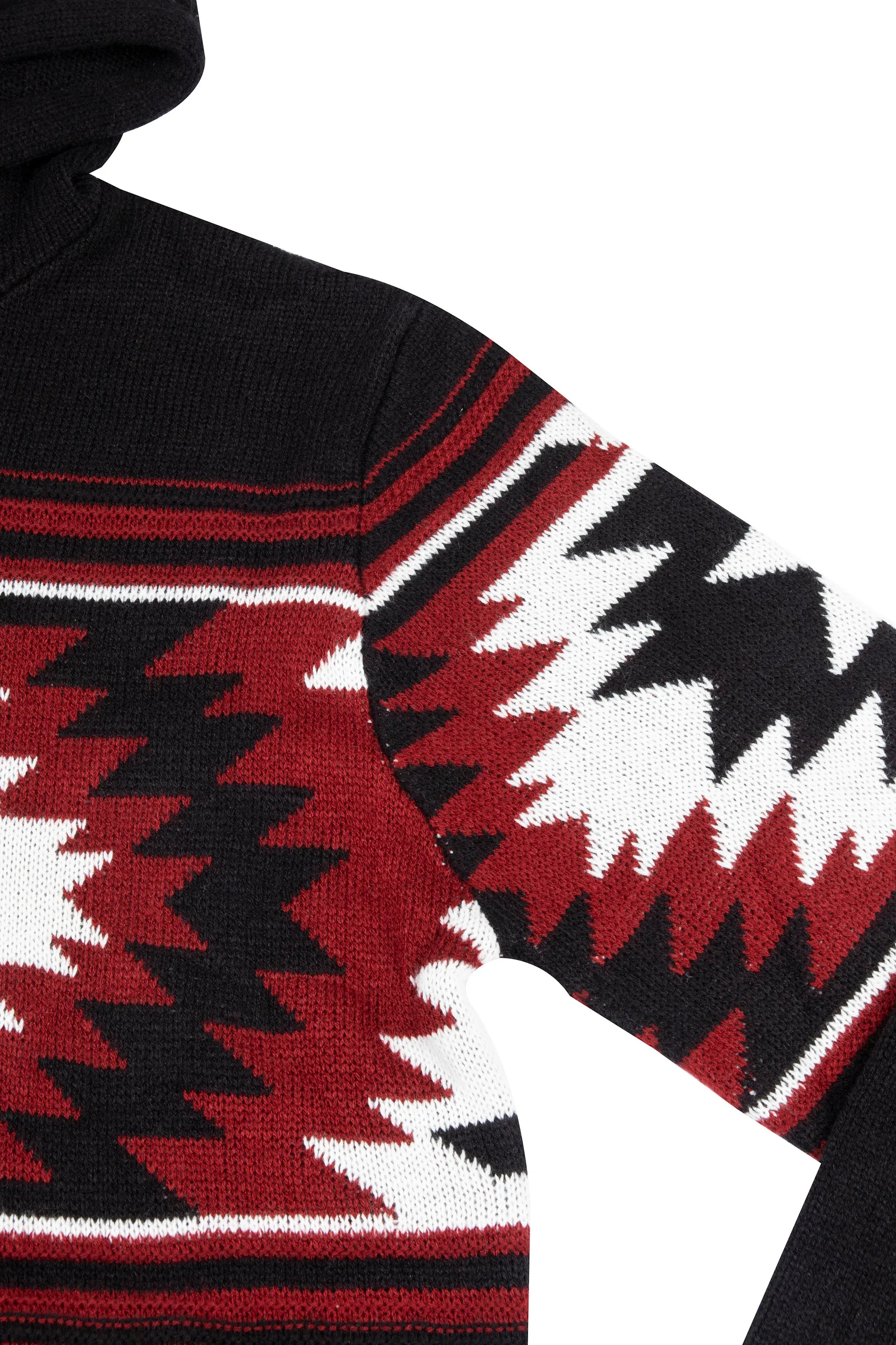 X RAY Men's Aztec Hooded Sweater Black